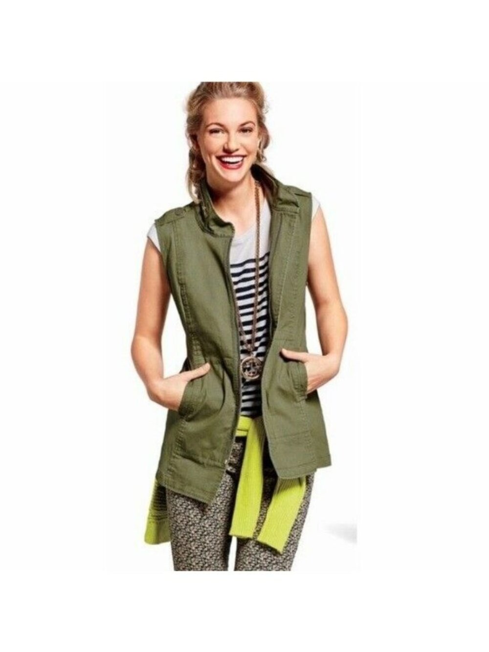 CAbi Explorer Army Green Utility Vest Small Military Cargo Gorpcore Safari 5101